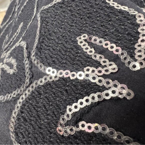 Hollister skirt tropical flowers sequin embroidered sparkly shiny black floral - Picture 8 of 8